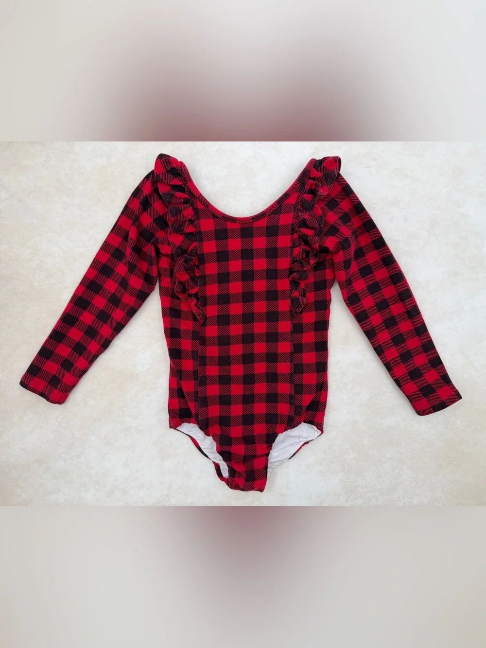 Remie Girl Buffalo Plaid Ruffle Leo